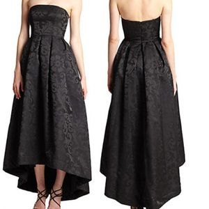 Stunning Strapless Black Jacquard Hi-Low Evening Dress w/ Shawl